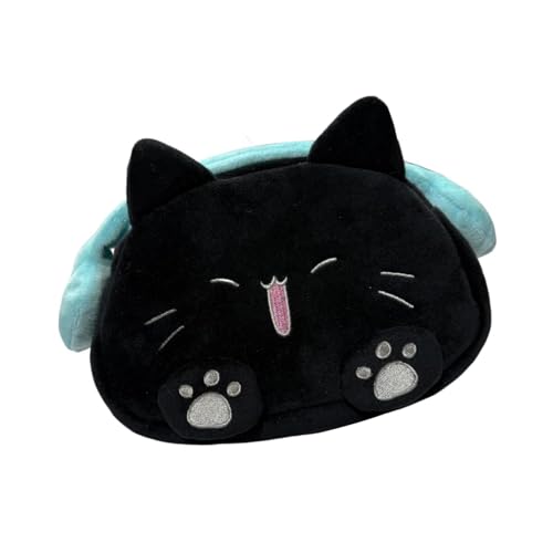 Amagogo Federmäppchen mit Katzenmotiv, Schreibwaren-Organizer, Make-up-Kosmetiktasche, Handtasche, Aufbewahrungstasche für Stifte, Toilettenartikel, Blau Schwarz von Amagogo