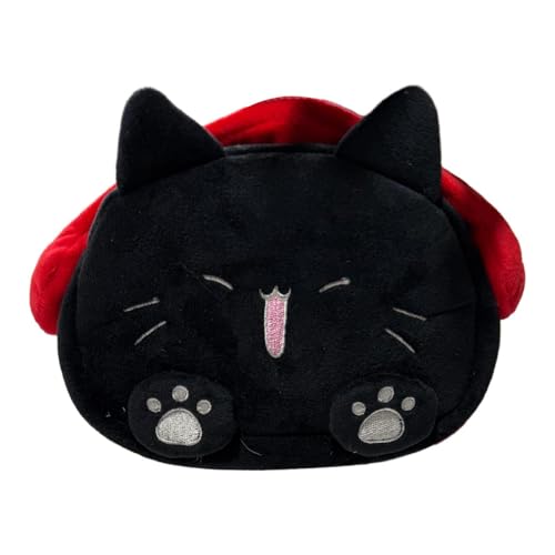 Amagogo Federmäppchen mit Katzenmotiv, Schreibwaren-Organizer, Make-up-Kosmetiktasche, Handtasche, Aufbewahrungstasche für Stifte, Toilettenartikel, Rot Schwarz von Amagogo