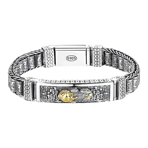 Amagogo Feng Shui Armband, Schmuck, Geschenk, drehbar, chinesischer Stil, Pi Yao, Retro, nostalgischer Armreif, tibetisches Gebetsradarmband, Metall, Muschel von Amagogo