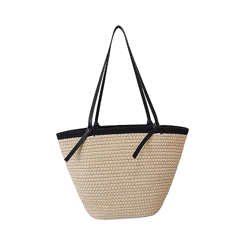 Amagogo Frauen Umhängetasche Frauen Gewebte Handtasche Boho Tote Bag Tragbare Trendy Stilvolle Reise Geldbörse Frauen Strandtasche Reisetasche für Party Frühling, khaki von Amagogo