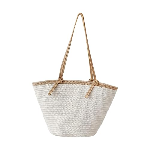 Amagogo Frauen Umhängetasche Frauen Gewebte Handtasche Boho Tote Bag Tragbare Trendy Stilvolle Reise Geldbörse Frauen Strandtasche Reisetasche für Party Frühling, weiß von Amagogo