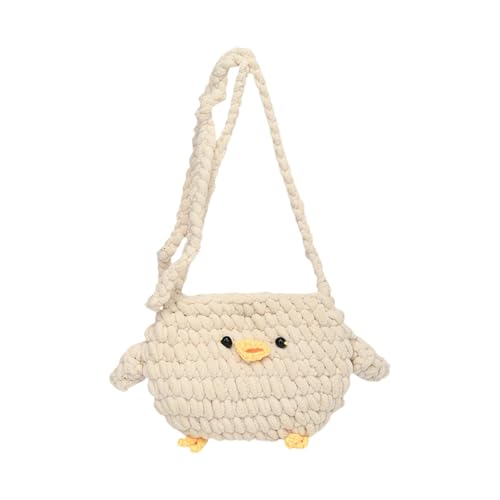 Amagogo Gestrickte Umhängetasche für Damen, leicht, niedlich, Schultertasche für den Einkauf im Freien, Beige von Amagogo