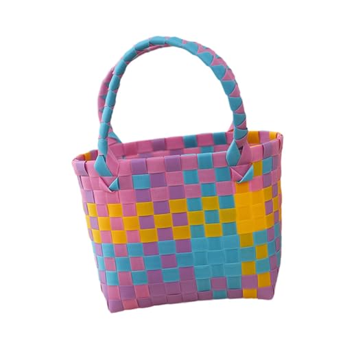 Amagogo Gewebte Handtasche für Damen, Trendiger Einkaufskorb, Aufbewahrungskorb für Urlaub, Dating, Pendeln, Rosa Violett Amagogo Gewebte Handtasche für Damen, Trendiger Einkaufskorb, Aufbewahrungskorb für Urlaub, Dating, Pendeln, Rosa Violett von Amagogo