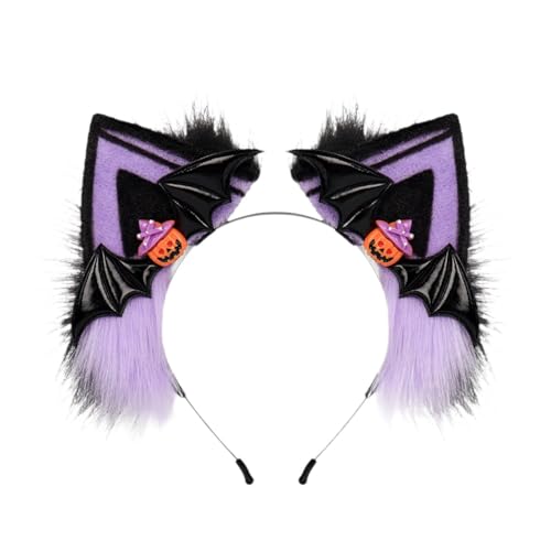 Amagogo Haarreif Cosplay Cartoon Tierohren Haarreif für Karneval Fasching, Lila Schwarz von Amagogo