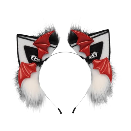 Amagogo Haarreif Cosplay Cartoon Tierohren Haarreif für Karneval Fasching, Weiß Schwarz von Amagogo