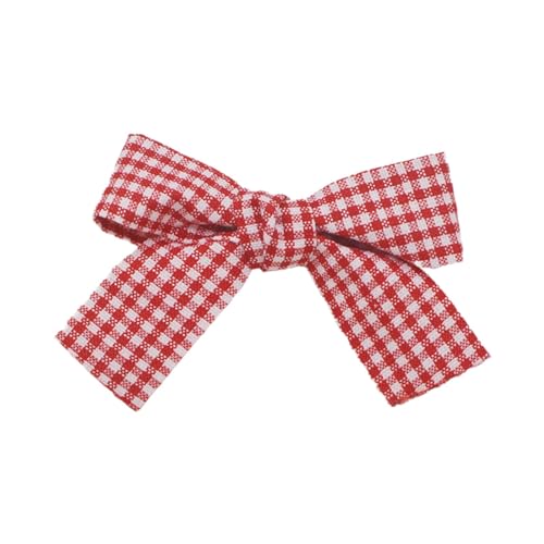 Amagogo Haarspange mit Schleife, Kopfschmuck, Haarklammer, Kopfbedeckung, Haarspangen für Mädchen mit Krokodilklemmen, Haarspange für Kinder, Urlaubspartys, Rotes Plaid von Amagogo