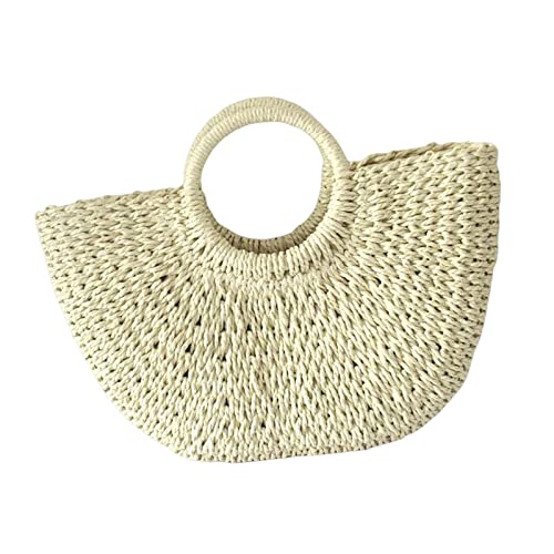 Amagogo Handgefertigte Weberei Frauen gewebte Tasche Totes Top Griff Geldbörse Clutch mit Kordelzug Tasche Geldbörse Mode Handtasche für Party Urlaub, beige von Amagogo