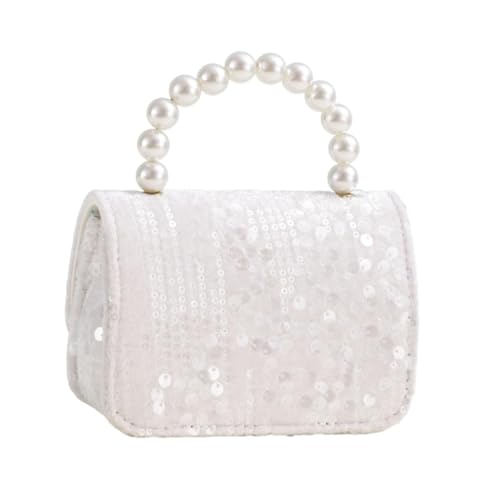 Amagogo Handtasche für kleine Mädchen mit Perlengriff, Umhängetasche als Geschenk für formelle Zusammenkünfte und Veranstaltungen, Milchig Weiß von Amagogo