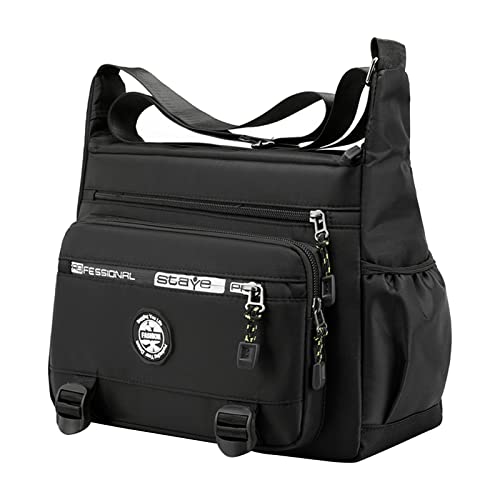 Amagogo Herren Umhängetasche Crossbody Tasche Wasserdicht Casual mit verstellbarem Schultergurt Handtasche Tote Bag für Shopping Frühling Sommer Reisen, Schwarz , Strapazierfähig von Amagogo