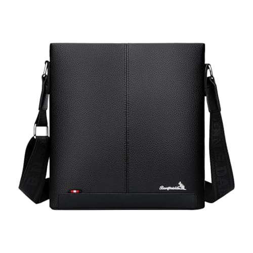 Amagogo Herren Umhängetasche Satchel Verstellbarer Schultergurt für Outdoor Sport Trekking, Pu Schwarz von Amagogo