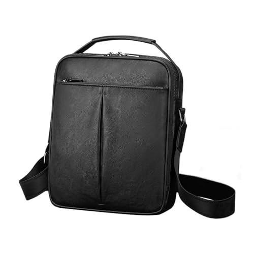 Amagogo Herren Umhängetasche mit Reißverschluss, Umhängetasche für Camping, Arbeiten, Spazierengehen, Fitnessstudio, Einkaufen, Schwarz, M von Amagogo