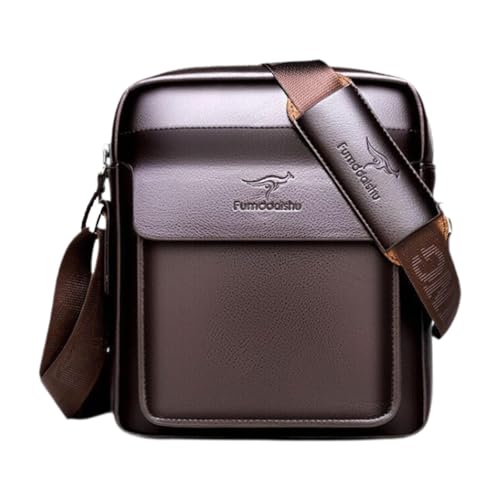 Amagogo Herren Umhängetasche mit verstellbarem Schultergurt Umhängetasche für den Einkauf im Büro, Braun 22x19x6cm von Amagogo