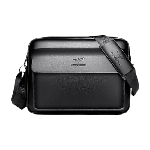 Amagogo Herren Umhängetasche mit verstellbarem Schultergurt Umhängetasche für den Einkauf im Büro, Schwarz 20.5x27x7cm von Amagogo