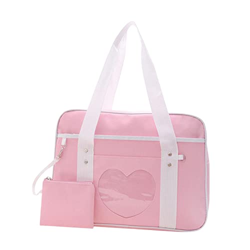 Amagogo Japanische Mädchen-Umhängetasche Handtasche für den Lebensmitteleinkauf, Hundespaziergang, große Kapazität, 33 cm x 22 cm x 10 cm, Reißverschluss, ROSA von Amagogo