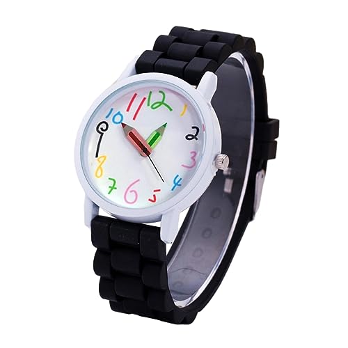 Amagogo Kinder Uhr Armbanduhr Mode Bleistift Zeiger Tragbare Armbanduhr Armband Uhr für Angeln Reisen Einkaufen Wandern Geburtstag Geschenk, Schwarz von Amagogo