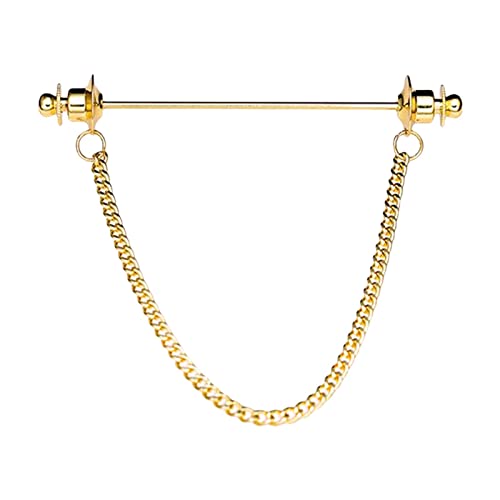 Amagogo Klassische Herren Hemdkragen Anstecknadel, mit Brosche, Kragenklemme, 7 cm, Golden von Amagogo