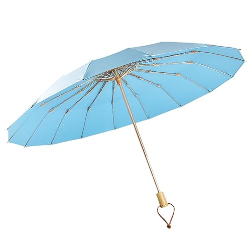 Amagogo Kompakter Reiseschirm, zusammenklappbar, Sonnen- und Regenschutz, winddichter Regenschirm, Mini-Regenschirm für Männer und Frauen im Freien, Blau von Amagogo