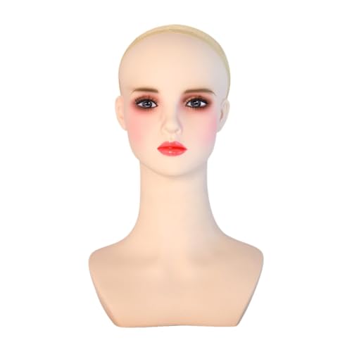 Amagogo Kosmetologie Schaufensterpuppenkopf Modell Perücke Büste Kopfständer Mehrzweck mit Perückenkappe mit Make-up für Sonnenbrillen Ohrringe Kopfschmuck von Amagogo
