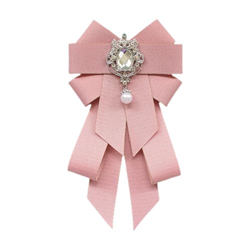 Amagogo Krawatte mit Schleife und Brosche, vorgebundene Fliege, Damen-Krawatte mit Schleife, Hemdkrawatte für Anzüge, Hemden, Uniformen, Kleidungszubehör, Rosa von Amagogo