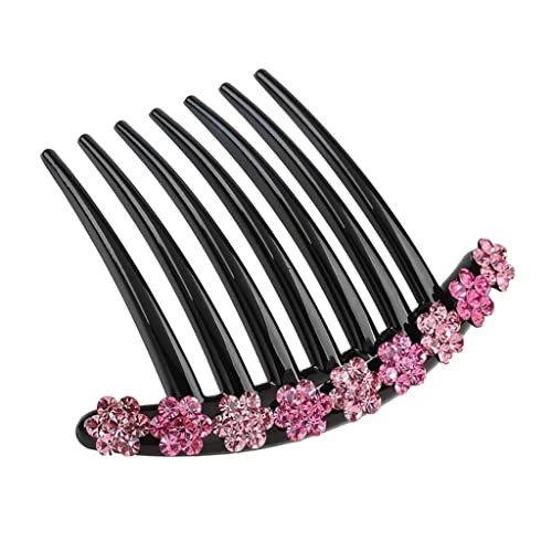 Amagogo Kristall Blume Haarnadel Kamm Strass Braut Haarnadel Haarspange Frauen Hochzeit Kopfschmuck Brautjungfer, Rosa von Amagogo