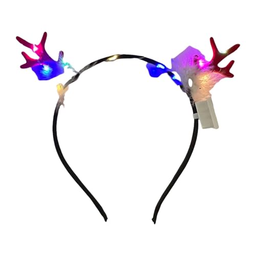 Amagogo Leuchtendes Hirschgeweih-Stirnband mit Federn, LED-Haarband für Bühnenshow-Partykostüm von Amagogo