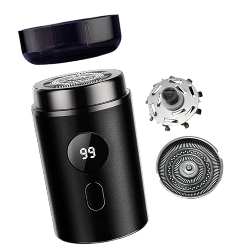 Amagogo Männer elektrischer tragbarer abnehmbarer trockener und nasse Doppelgebrauch Mini - Gesichtshaarrasierer zum Rasieren, 2 Rasierköpfe von Amagogo