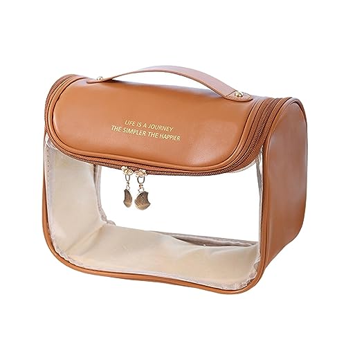 Amagogo Make up Organizer Clear Cosmetic Bag Large Opening Multifunctional Travel Toiletry Bag Clear Makeup Bags for Men Women Girls Toiletries, coffee von Amagogo