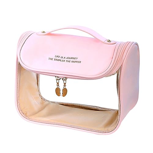 Amagogo Make up Organizer Clear Cosmetic Bag Large Opening Multifunctional Travel Toiletry Bag Clear Makeup Bags for Men Women Girls Toiletries, rose von Amagogo