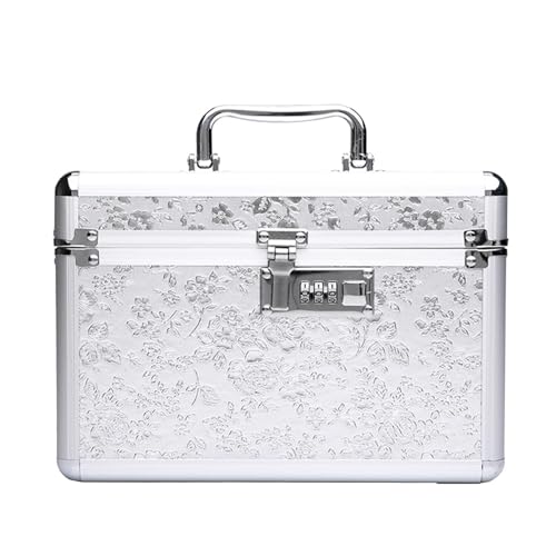 Amagogo Makeup Train Case, Kosmetikkoffer mit Tablett, Make-up-Box-Organizer, Kosmetik-Aufbewahrungsbox für Vanity Travel Women, L Argent von Amagogo