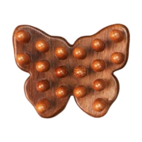 Amagogo Massagekamm aus Holz, Massagekamm, Mehrzweck-Pflegebürste für Männer und Frauen, Haarpflege, Kopfhautwäscher, praktisch, breite Zähne, 18 Zähne Schmetterling von Amagogo