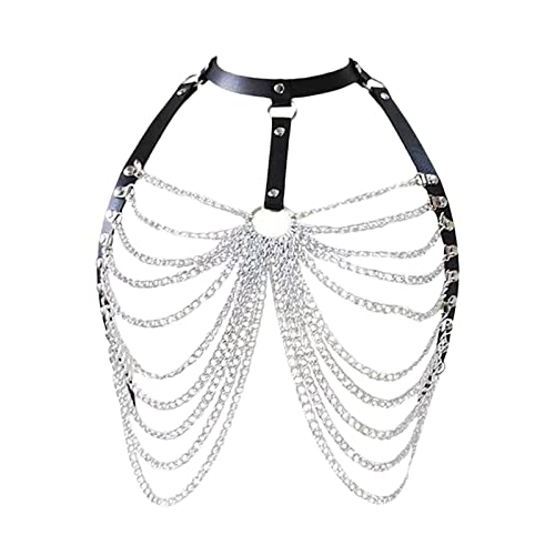 Amagogo Metallkörperkette Zubehör Gothic Harness Gürtel Frauen Mädchen BH Punk Fashion Layered Brustkette für Nachtclub Rollenspiele Beach von Amagogo