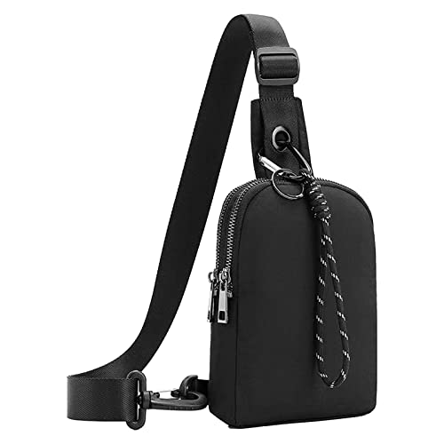 Amagogo Mini-Umhängetasche, Brusttasche, Umhängetasche mit verstellbarem Riemen, lässige Tasche, Brusttasche, Einkaufstasche für Outdoor-Sportarten, Schwarz von Amagogo