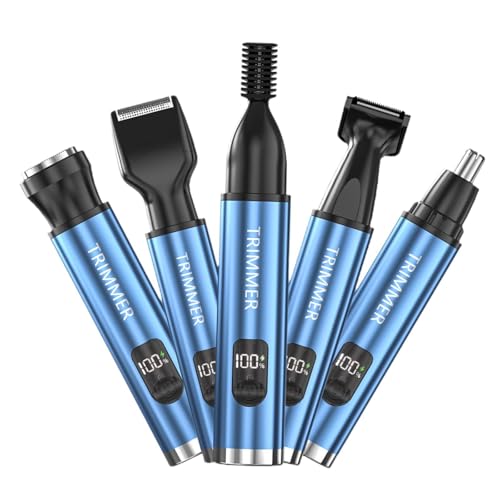 Amagogo Ohr- und Nasenhaarschneider, Body Groomer Männer, 5 in 1 Elektrorasierer, Körperhaarschneider für Nase, Blau von Amagogo