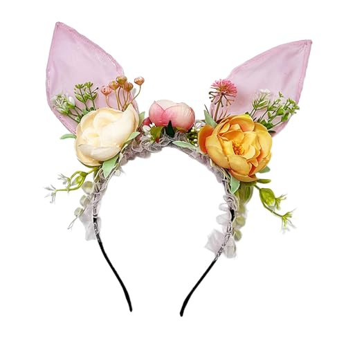 Amagogo Osterhasenohren-Stirnband, Kopfbedeckung, Stirnband für Kinder und Erwachsene, Haarschmuck, Haarreifen für Halloween, Weihnachten, ROSA von Amagogo