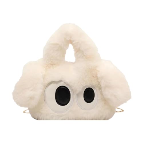Amagogo Plüsch -Einkaufstasche weich tragbares leichtes Satchel Fuzzy Handtasche Feiertagsgeschenk, Weiß von Amagogo