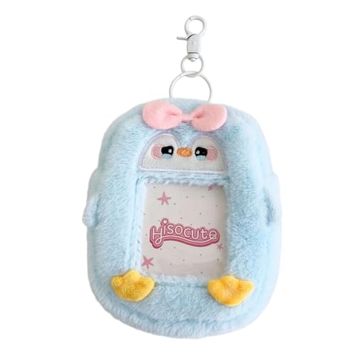 Amagogo Plüsch-Fotokartenhalter, Schlüsselanhänger, süße Schutzhülle für Buskarten, Kreditkarten, Blau von Amagogo
