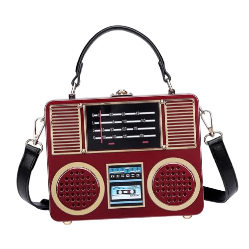 Amagogo Radio Backbag Handtasche für Frauen mit Einkäufen Im Freien Im Freien Ausgehen, Rot von Amagogo