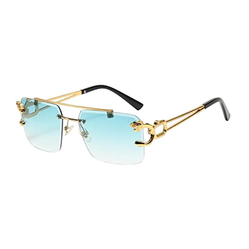 Amagogo Rechteckige rahmenlose Brille, randlose Sonnenbrille, Brille, Sonnenbrille mit Schnittkanten, polarisierte Sonnenbrille zum Laufen im Freien, GRÜN von Amagogo