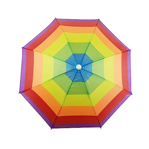 Amagogo Regenbogen-Regenschirm-Hut, Angelkappe, faltbar, verstellbar, 55,9 cm, Sonnenhut für Erwachsene und Kinder, tragbare Kopfbedeckung für Gartenarbeit im von Amagogo