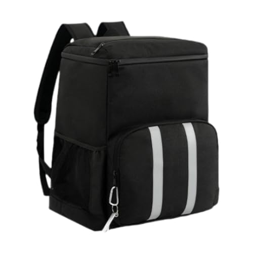 Amagogo -Rucksack, Picknicktasche, Lunchtasche mit Reflektorstreifen, Kühltasche, isolierte Lebensmitteltasche für Grillen, Reisen, Männer, Strand, Schwarz von Amagogo