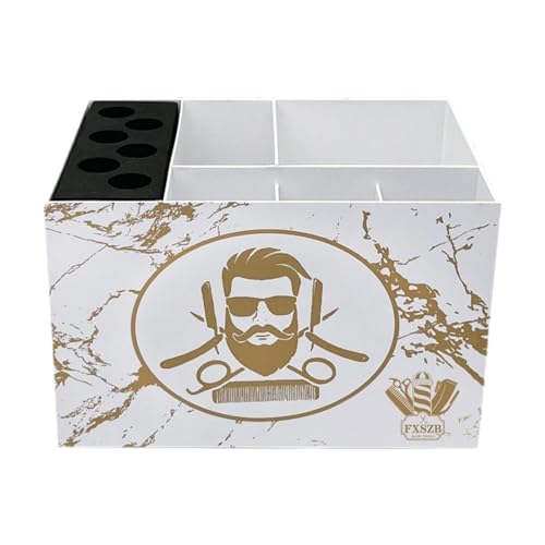 Amagogo Scherenhalter für den Salon, Friseurscherenhalter-Box, Friseurscherenständer, Salon-Organizer für das Haarstyling im Badezimmer, Weiß Und Gold von Amagogo