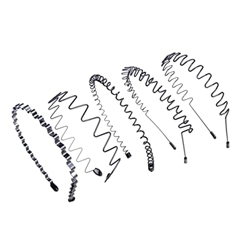 Amagogo Schlichtes Haarband, gemischte Stile, gewelltes Haarband, Zubehör, 1 Set, Styling-Werkzeuge, langlebig, Sport, flexibler Haarreif, Mode für Männer, Unisex und Frauen, 5 Stück von Amagogo