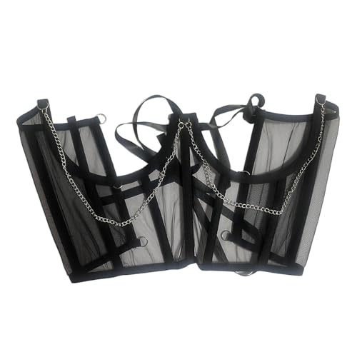 Amagogo Spitzen-Korsettgürtel mit Kette zum Binden auf der Rückseite, modischer Taillenbund, Korsett zum Schnüren, Schwarz Amagogo Spitzen-Korsettgürtel mit Kette zum Binden auf der Rückseite, modischer Taillenbund, Korsett zum Schnüren, Schwarz von Amagogo