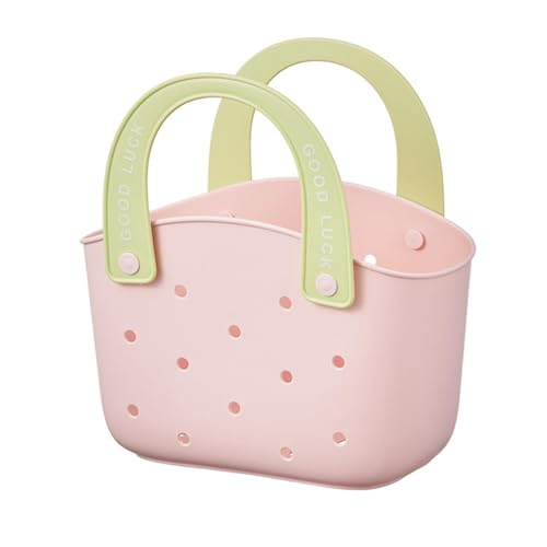 Amagogo Strandtasche mit Löchern, Reise-Badekorb, leicht zu reinigende Strandkorbtasche, Rosa von Amagogo