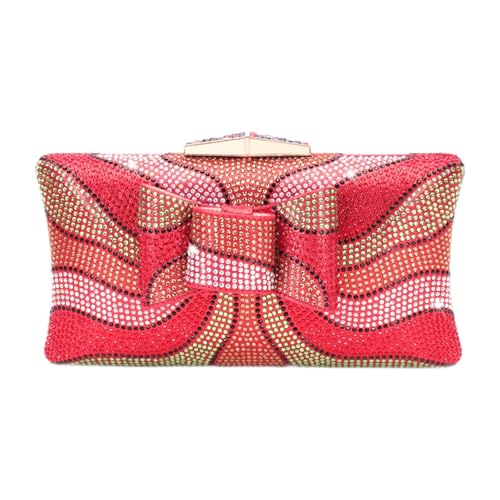 Amagogo Strass-Clutch-Geldbörse für Damen, glitzernde Bling-Clutch für Hochzeiten, glitzernde Schultertasche mit Abnehmbarer Kette, Rot Amagogo Strass-Clutch-Geldbörse für Damen, glitzernde Bling-Clutch für Hochzeiten, glitzernde Schultertasche mit Abnehmbarer Kette, Rot von Amagogo