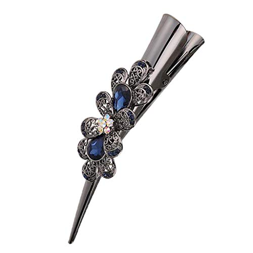 Amagogo Strass-Kristallblumen, Entenschnabel-Haarklammer, Haarschmuck für Frauen, Blau, 12,8 cm von Amagogo