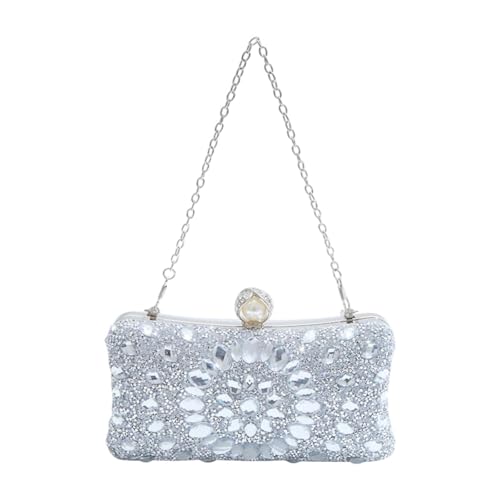 Amagogo Strasssteine ​​Clutch -Geldbeutel Damen Abendbeutel für Verlobungsdating, Silber von Amagogo