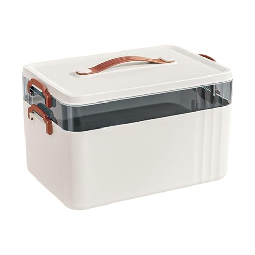 Amagogo Tragbarer medizinischer Boxbehälter mit großer Kapazität, praktischer, eleganter Erste-Hilfe-Koffer mit Deckel, Notfall-Aufbewahrungsbox für, 2 Schichten von Amagogo