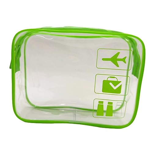 Amagogo Transparente Kulturtasche mit großer Öffnung mit Reißverschlüssen, Make-up-Organizer, Kosmetiktasche für Toilettenartikel, Strand, Flughafen, Haar-Accessoires für Damen, grün von Amagogo