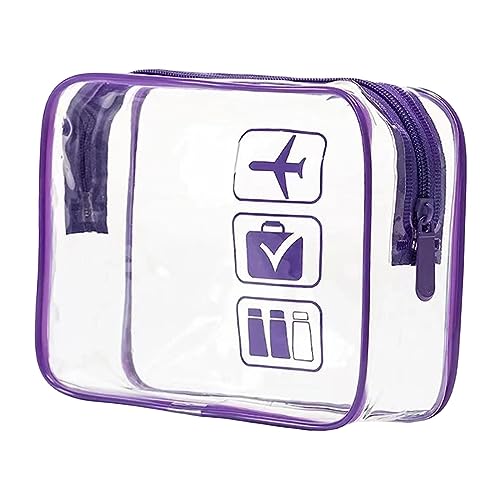 Amagogo Transparente Kulturtasche mit großer Öffnung mit Reißverschlüssen, Make-up-Organizer, Kosmetiktasche für Toilettenartikel, Strand, Flughafen, Haar-Accessoires für Damen, violett von Amagogo